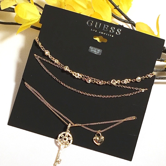 Guess Jewelry - 3/$30! GUESS Gold Layered Necklace Lock & Key